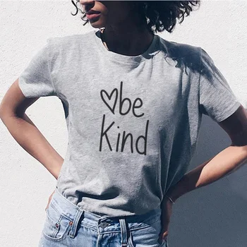 

be kind gray Thanks giuing Letter stamp t shirt women Summer Female Short Sleeve aesthetic Casual T-shirt lovely Harajuku Tshirt