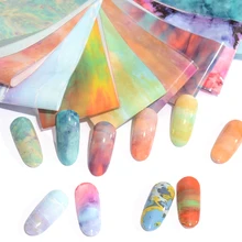 Mtssii Фольга для ногтей с градиентом звездного неба, Мраморная голографическая дизайнерская переводная наклейка для дизайна ногтей, декоративная клейкая наклейка, гелевые слайдеры