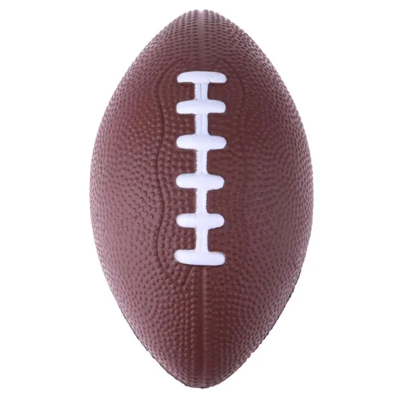 Мини мягкая полиуретановая пена Материал коричневый анти-стресс Регби Футбол мяч для сжимания