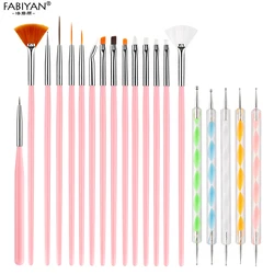 Professional Nail Art Brush Set for Painting, Drawing, and Manicure Design (Pink)