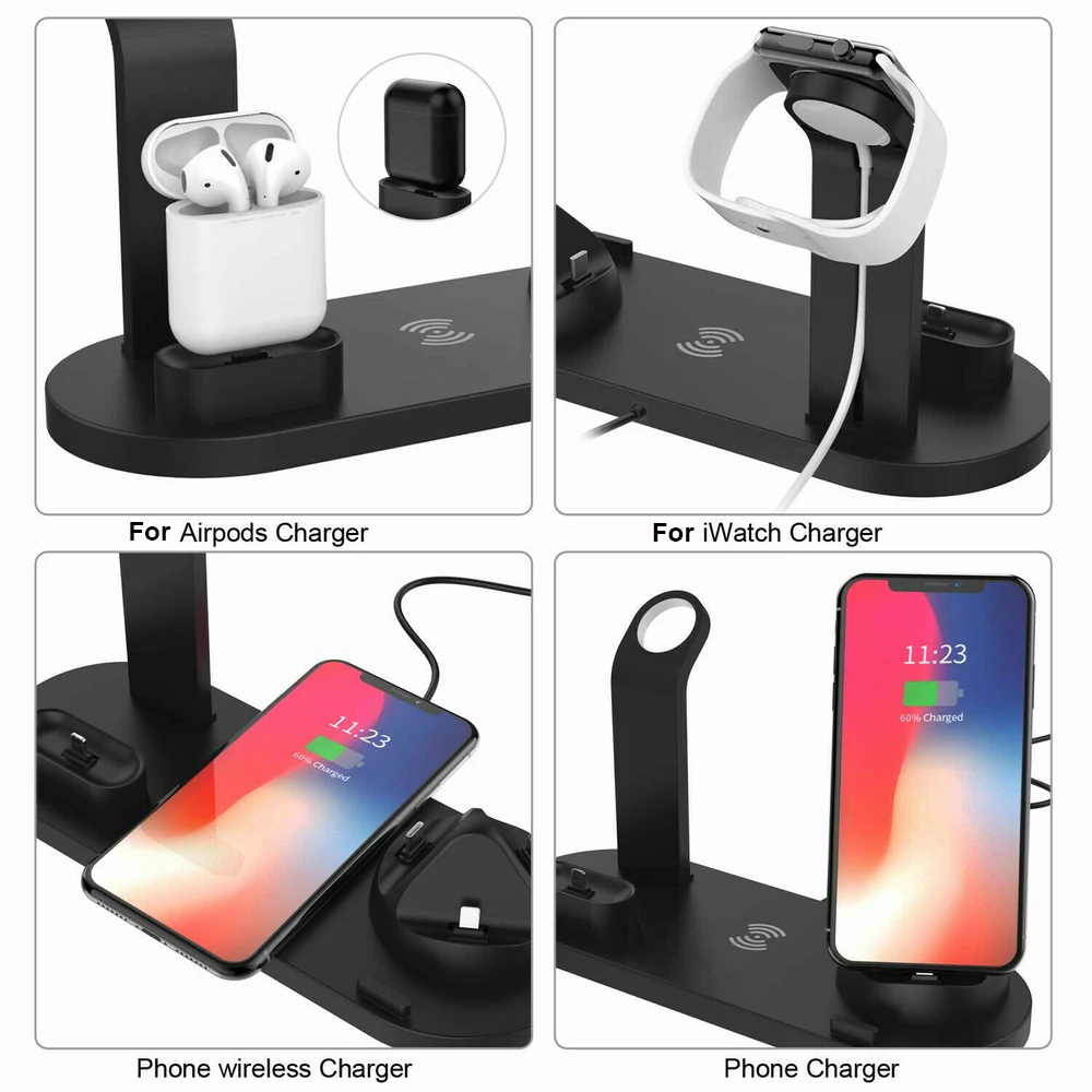 3 в 1 зарядная док-станция держатель для Apple Watch iPhone 11 Pro XS XR 7 8 Plus Airpods док-станция Беспроводное зарядное устройство Подставка станция крепления база