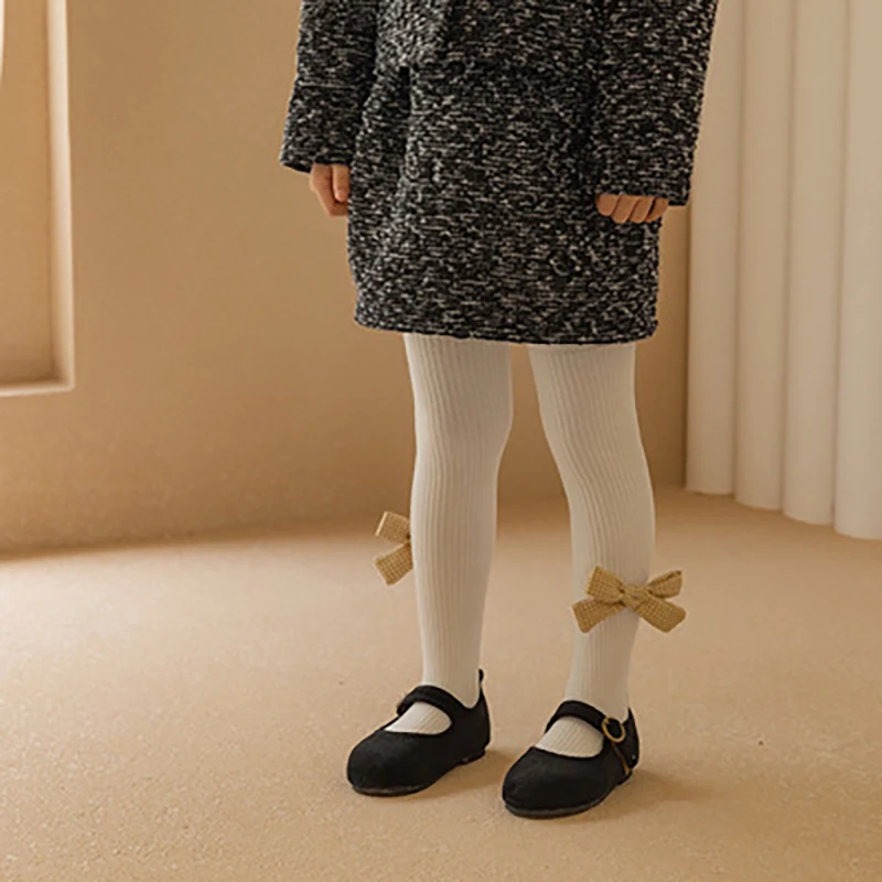 MILANCEL Autumn Girls New Socks Cute Checked Bowknot Pantyhose Cotton Girls' Leggings