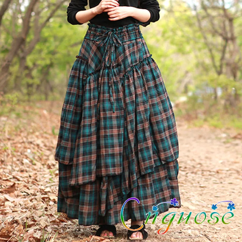 Maxi Skirt High Waisted Plaid Skirt 6xl 2019 Plus Size 6XL Spring