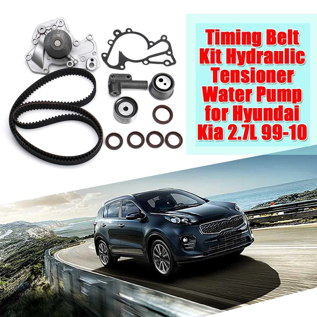 

NEW Timing Belt Kit Hydrodynamic Tensioner Water Pump for Hyundai for Kia 2.7L 99-10