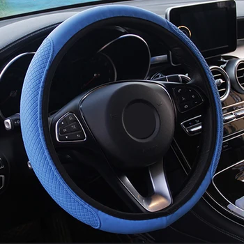 

Durable And Practical PU Leather Car Steering Wheel Cover Good Grip Car Accessories For 15"/37-38CM