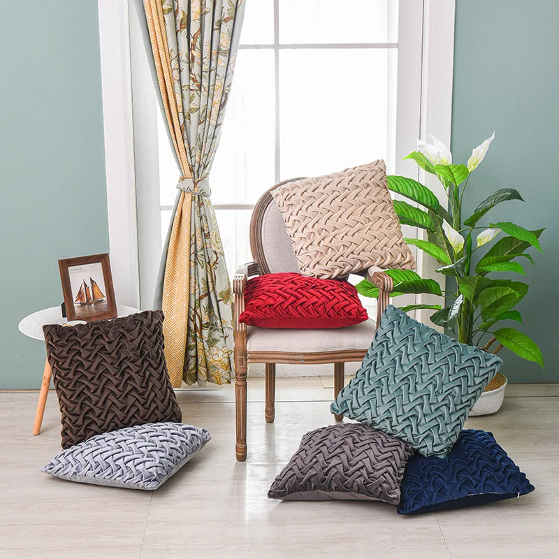 Personality pillow household items ins wind hug suede pillowcase sofa back hand-woven cushion case with pillow core