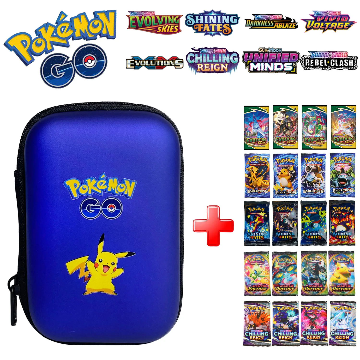 Pokemon Pikachu Porta Carte Da Gioco Album Custodia Rigida Scatola Di Immagazzinaggio Per Auricolari Tcg: Evoluzione Di Fates Brillanti Giocattoli Di 