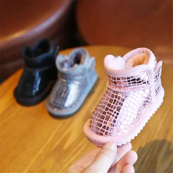 

DIMI Baby Snow Boots 2019 Warm Plush Winter Infant Shoes Fashion Toddler Cotton Shoes PU Leather Waterproof Non-slip Child Boots