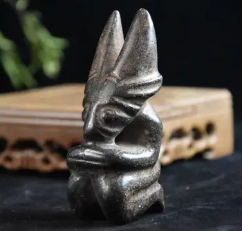 

Hongshan culture archaize black iron meteorite sculpture Hongshan people statue #3