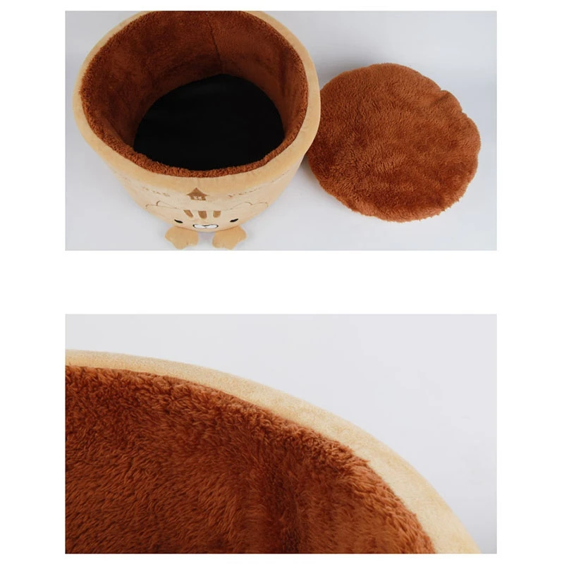 Warm Cat Bed Cute House Round Bed Foldable Dog Sleeping Mat Pad Nest Kennel Pet Cushion Puppy Kitten Nest Shell Hiding Autumn Wi