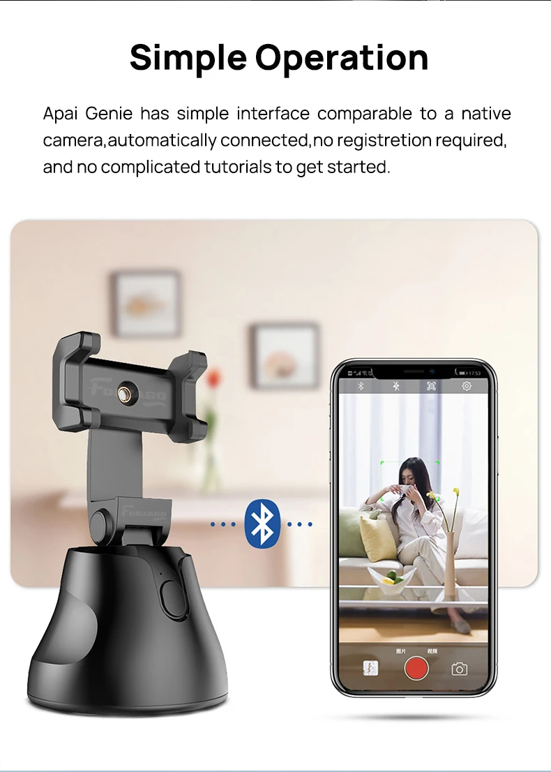 Apai Genie 360&deg; Object Tracking Holder Auto Smart Shooting Selfie Stick Tripod Camera Gimbal for Photo Vlog Live Video Record