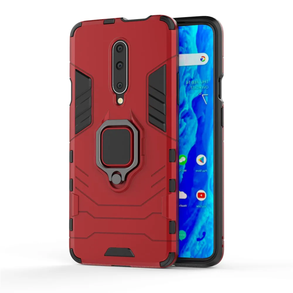 Voor oneplus 7 Pro Чехол Силиконовый ТПУ en Жесткий ПК ультра люкс Броня ударопрочный металлический корпус с кольцом для дома voor oneplus 7 Pro