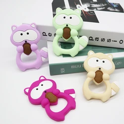 Raccoon Shape Teether Rodent Animal Teething Toys Necklace Pendant Soft Silicone Newborn Accessories Babies Stuff for Teeth