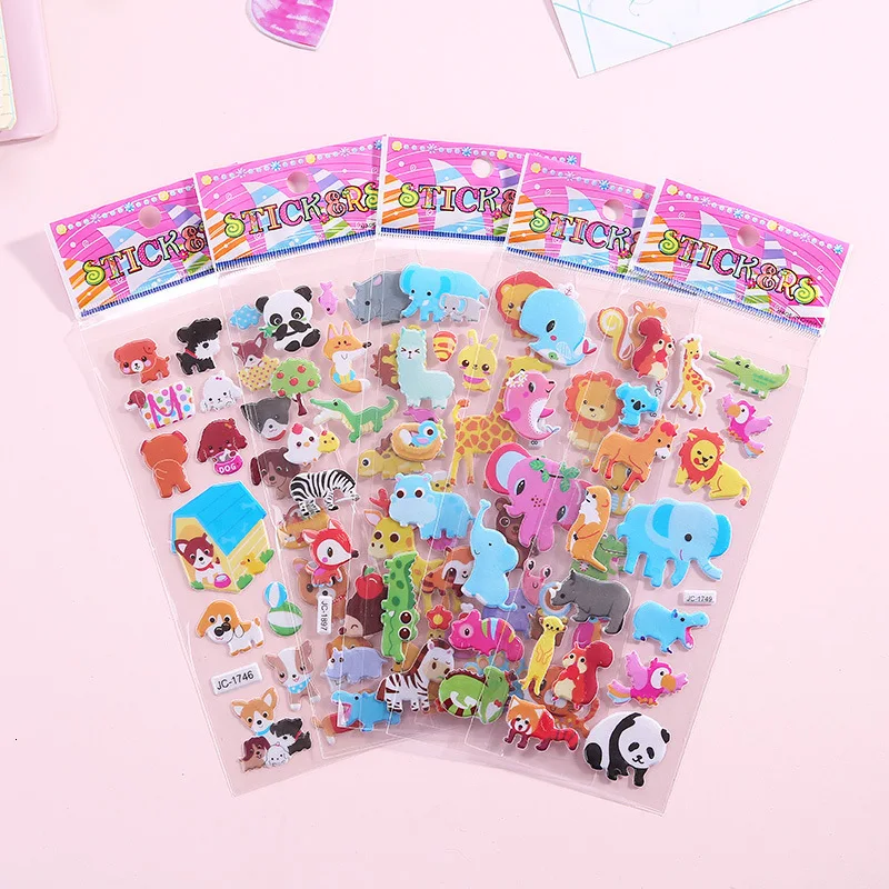 10 sheets Cute Kids 3D Puffy Stickers Animals Cars Cartoon Ocean Fish Boys Gift School Teacher Reward Scrapbooking Toy New