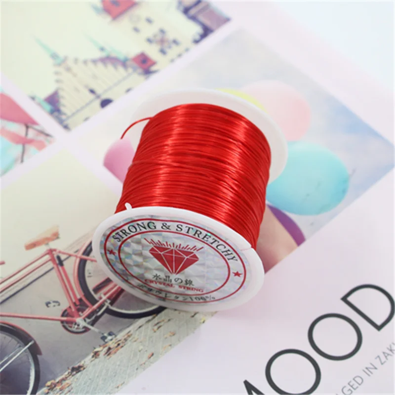 10 м/50 м цветная Гибкая эластичная прозрачная веревка/рулон изготовления ювелирных изделий браслет из бисера рыболовная леска - Цвет: 50m red