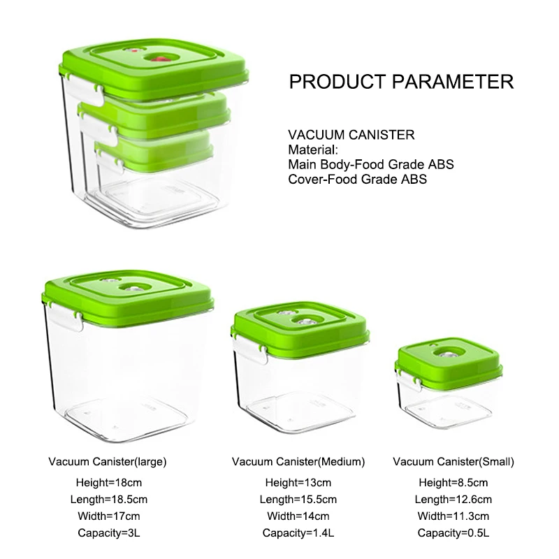 Vacuum Seal Containers Pump  Plastic Food Vacuum Storage Box - 500ml  1400ml 3000ml - Aliexpress