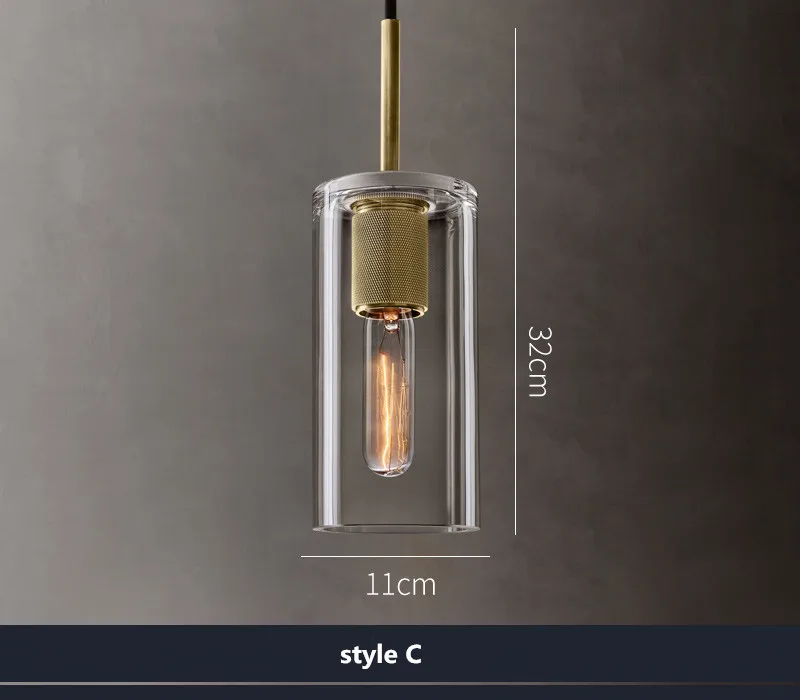 style C Американский родиевая лампа Edison E27 светодиодный подвесной светильник, LED потолочный светильник, светодиодный потолочный из золотистого металла Стекло светодиодный подвесной светильник Lamparas светильники - Цвет абажура: style C