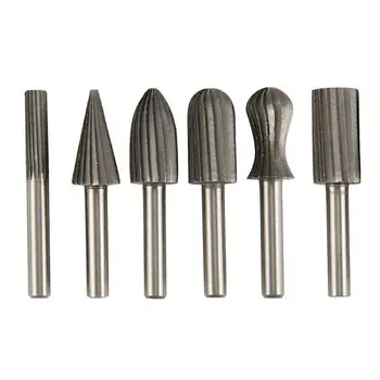 

6pcs/Set Woodworking Carbon Steel Rotary File Milling Cutter Drill Bit Grinding Hand And Power Tool Accessories