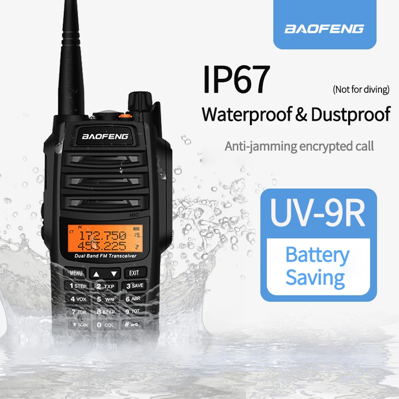 UV-9R Baofeng рация IP67 водонепроницаемый с высокой мощностью для охоты на дальние расстояния двухсторонний коммуникатор