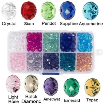 

10 Color Faceted Briolette Crystal Glass Beads Rondelle Spacer Beads Jewelry DIY