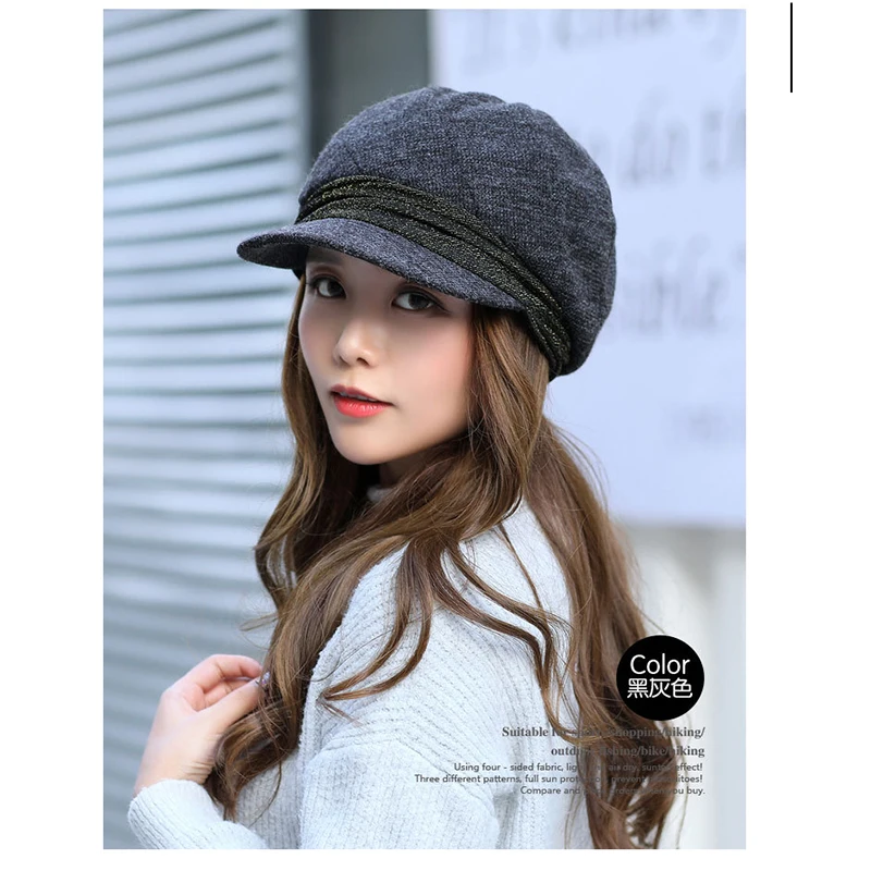 Осень и зима корейский женский берет модная шерстяная теплая восьмиугольная шляпа элегантный поп женский берет
