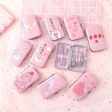 Маникюрный набор, милые Мультяшные кусачки для маникюра или педикюра, Детские маникюрные ножницы, 7 шт., ножницы для кутикулы из углеродистой стали