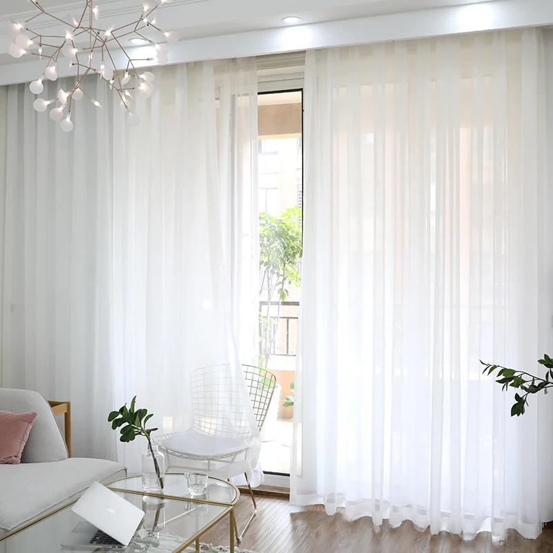 Tulle Curtains for Living Room Decoration Modern Chiffon Sheer Voile Curtain 