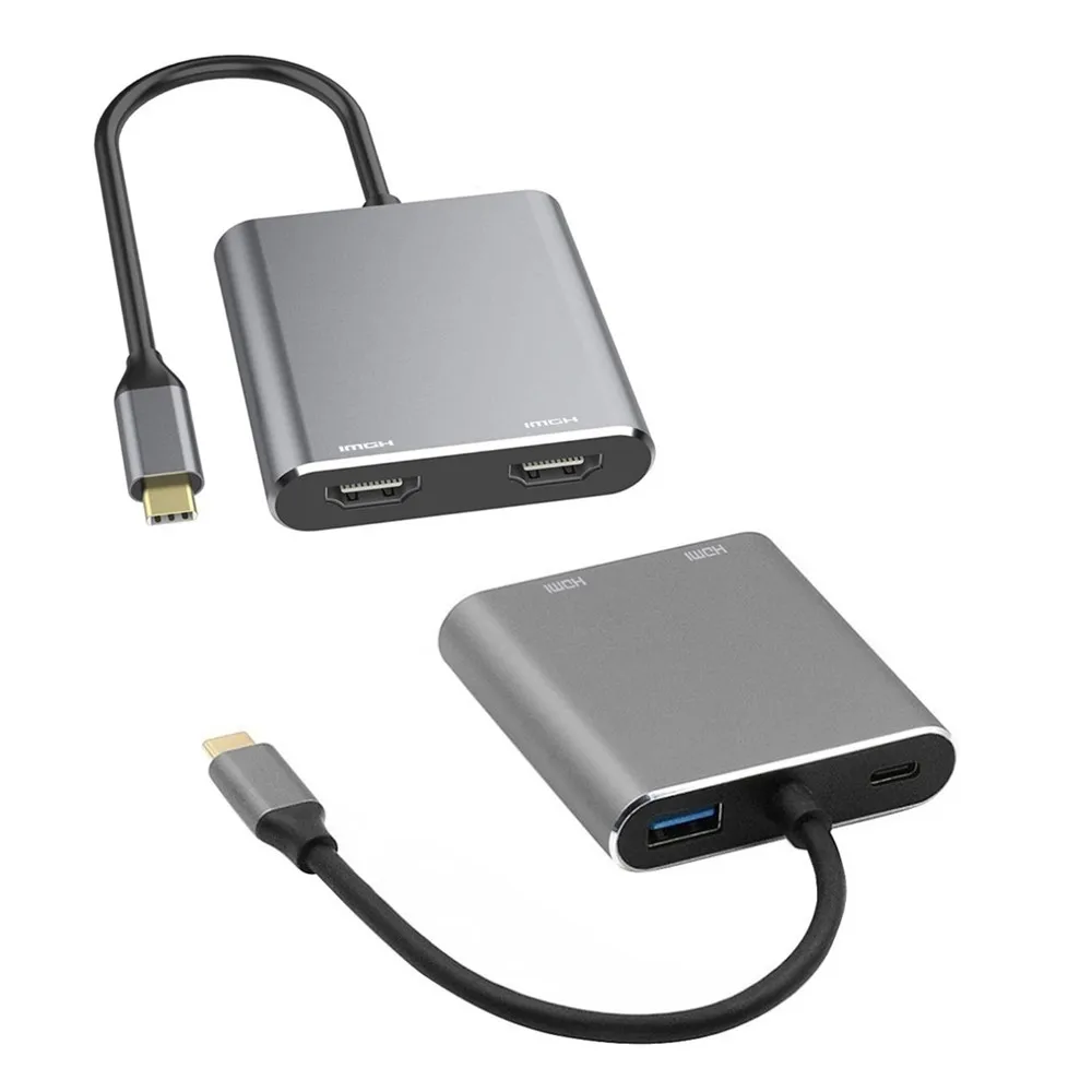 Type-C to Dual 4k HDMI-Compatible USB3.0 PD Converter 4 Ports USB C Dock Station Hub Adapter Cable For Phone Macbook Laptop TV | Компьютеры