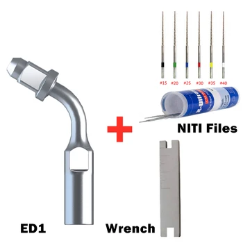 

Ultrasonic Scaler Endo Tip with Endodontic Root Canal Cleaning NITI files & Metal Wrench Use for SATELEC DTE Dental Machine