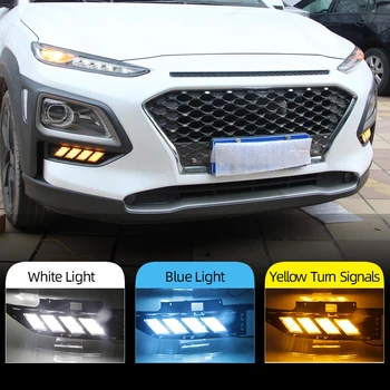 Auto lampeggiante 1 Set LED DRL per Hyundai ENCINO 2018 2019 2020 luce di marcia diurna con indicatore di direzione giallo notte blu