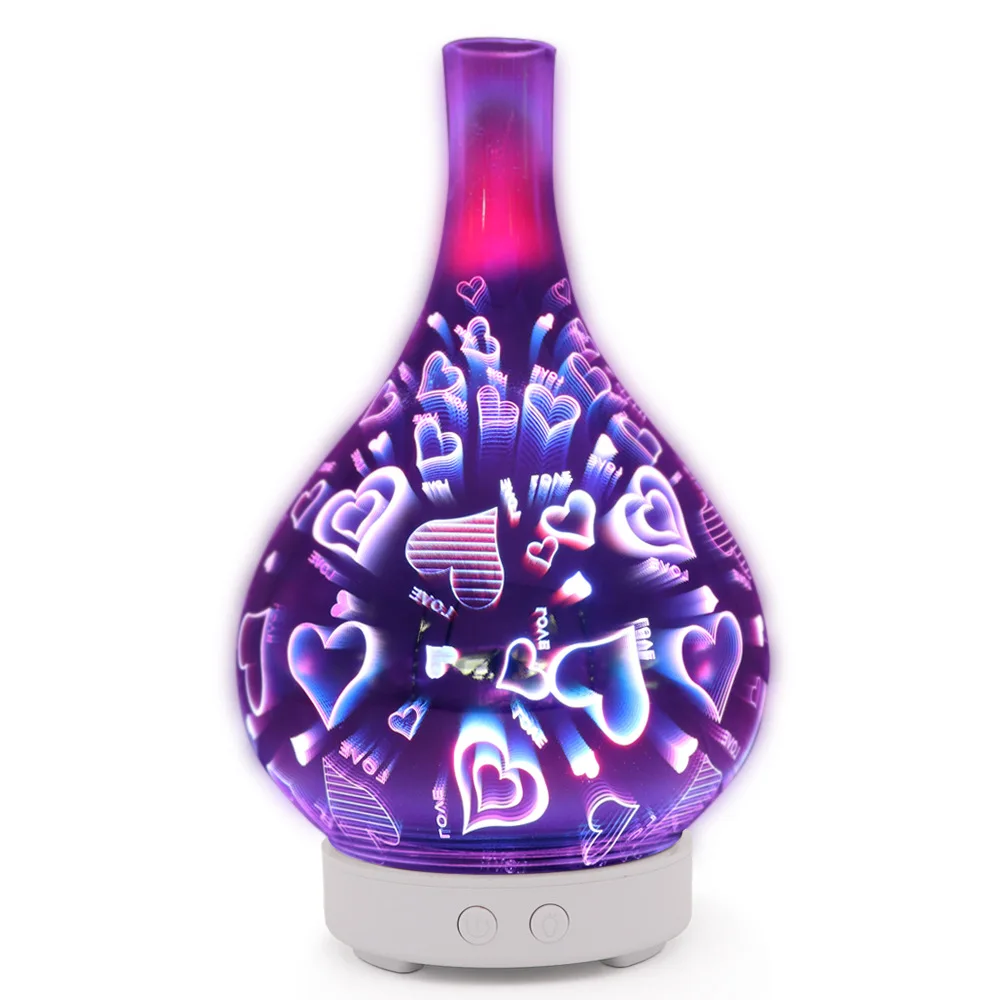 

New Products 3D Glass Aroma Diffuser Spray Room Base Pattern Aromatherapy Humidifier Home Nebulizing Diffuser Electric