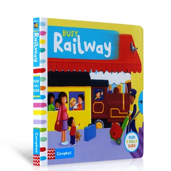

English Picture Book Busy Railway Operation Activity Board Book with Baby English educational Early Education Book