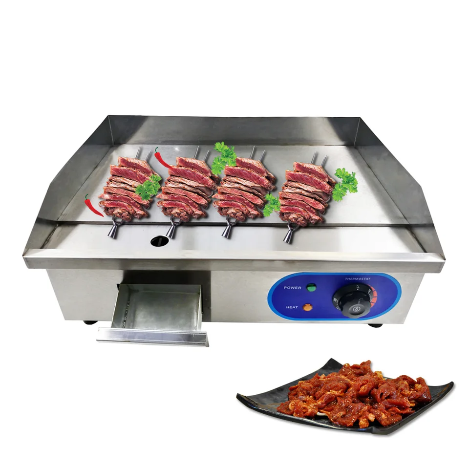 Flat Plate Electric Griddle Grill Indoor Commercial Bbq Grill Teppanyaki Cooking Machine With Adjustable Temperature Control Electric Grills Electric Griddles Aliexpress