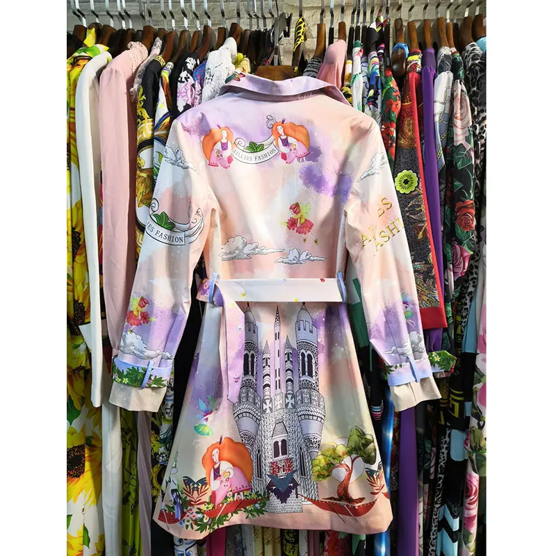 Женская модная одежда и верхняя AILLIES FASHION с принтом большой размер плащ отложным