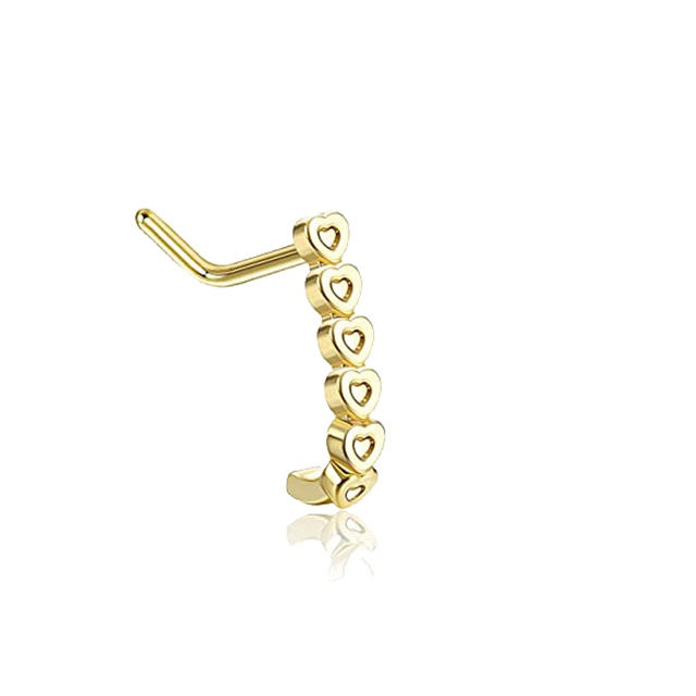 L Shape Nose Piercing Ring Heart Nose Stud Nostril Pin Septum Piercing Nez Gold Crystal Flower Nariz Pircing Nose Clip Hoop