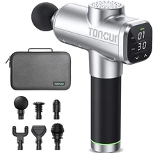 

2022 Upgraded Massage Gun 14mm Deep Tissue Percussion Massager with Timing Function&6 Massage Heads 30 Speeds for Athletes Gym