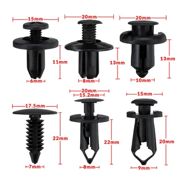 

190Pcs 6 Kind Auto Bumper Fastener 6mm Hole Rivet Retainer Push Engine Cover Car Door Trim Panel Clip Fasteners