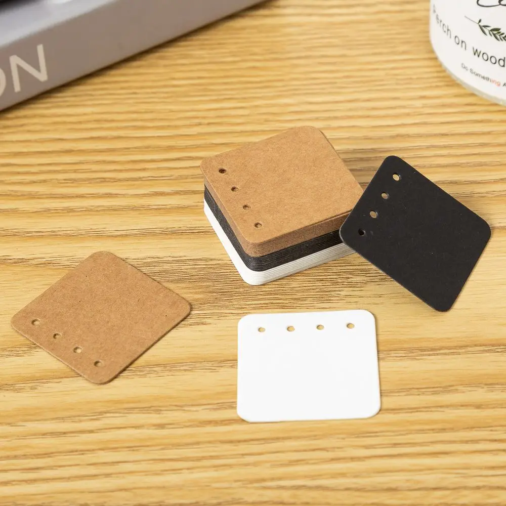 100 Pieces 350 GSM Paper White Black Brown Holes Jewelry Display Cards Packing For Hoop Stud Earring Accessories Supply | Украшения и