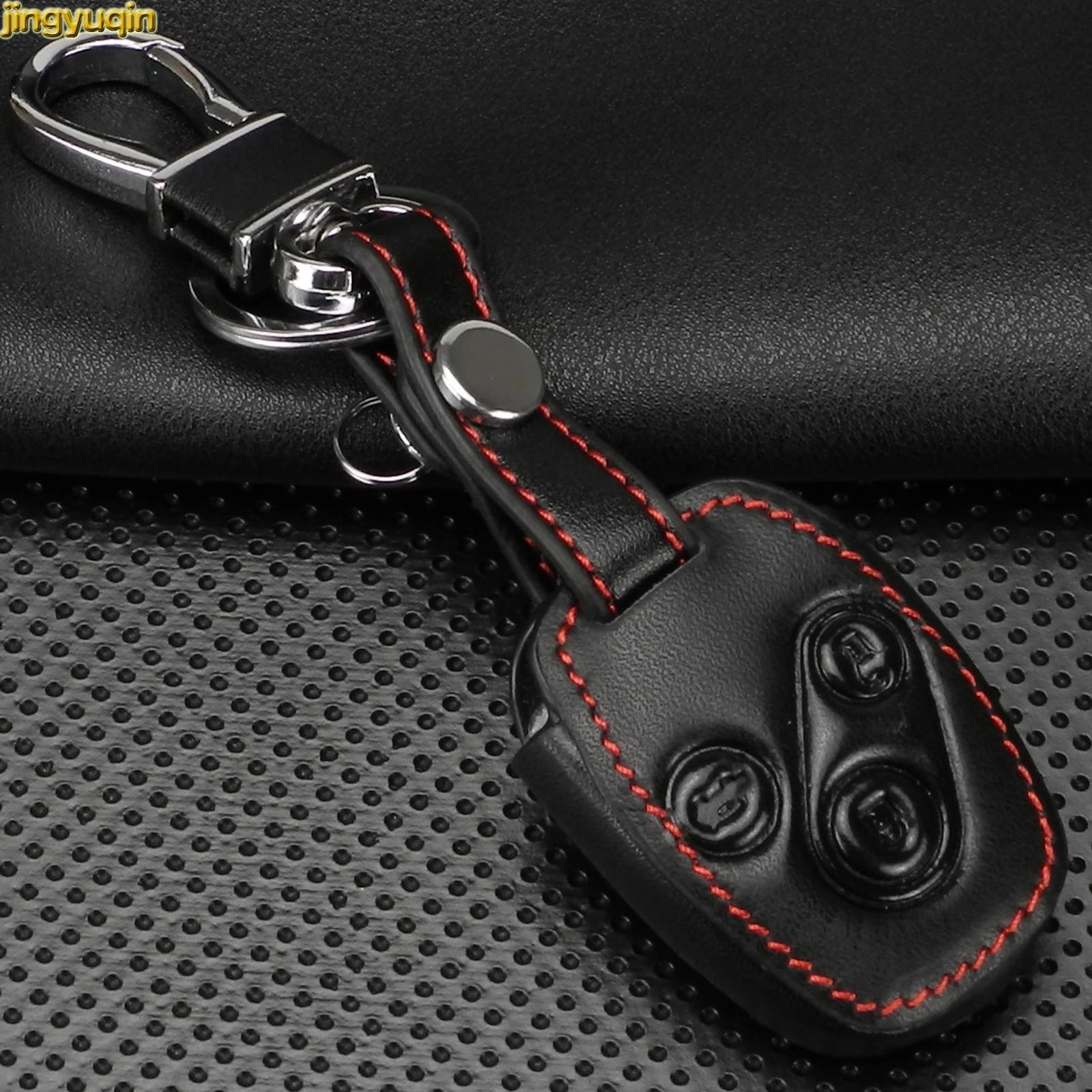Jingyuqin 3 Buttons Leather Car key Case Cover for 2003 2008 2009 Accord Honda Cr V Civic Accessories|Футляр для