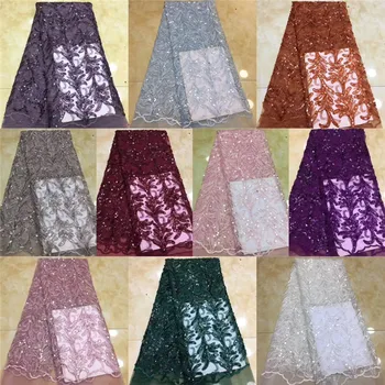

Hot Selling High Class Embroider African sequins Lace Fabric For Wedding Dress!Big Swiss sequins lace Fabric