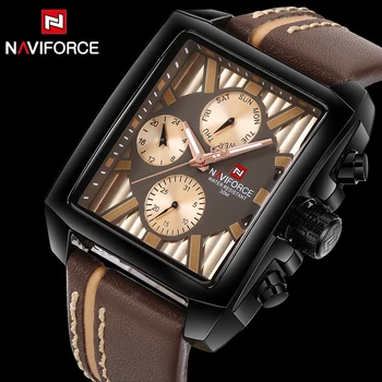 

NAVIFORCE Top Brand Rectangular Men Business Quartz Watches Fashion Leather Belt Luxury Sports Waterproof Wrist Watch relogio