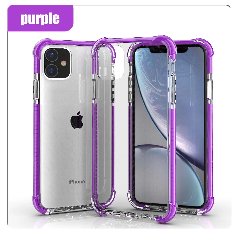 Luphie противоударный прозрачный силиконовый чехол для iPhone 11 Pro Max Роскошный чехол для iPhone 7 8 Plus X XR XS Max чехол с подушкой безопасности s Coque - Цвет: Purple