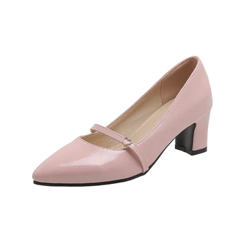 

2020 Biggest Size 48 High Heels Women Shoes Zapatos de Mujer Women's Ladies Shoes Pointed Toe PU Leather Office Heels Pumps Shoe