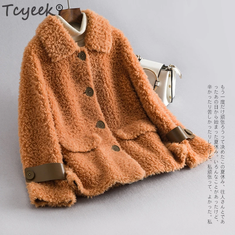 

Real Fur Coat Female Autumn Winter Clothes 2020 Korean Vintage Sheep Shearing Jacket Women 100% Wool Coat Tops Hiver 2103