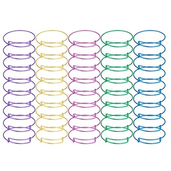 

50 Pieces Expandable Bangle Blank Bangle Bracelets Adjustable Bracelets for Jewelry Making (Colorful)