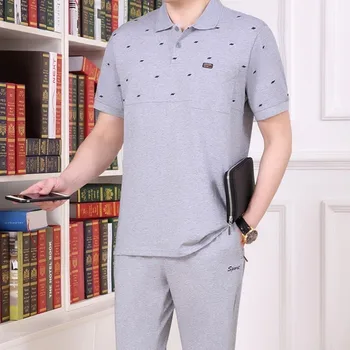 

Plus Size 5XL Mens Summer Cotton Short Sleeve 2pcs Set Elastic Waist Jogging Tracksuit Survetement Homme Casual Deportes Sets