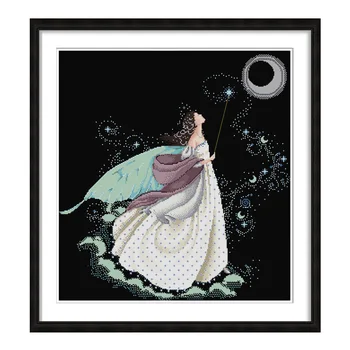 

Full Moon (full stitch) Embroidery Kit Printed Pattern Cross Stitch Set 14CT 11CT White Canvas Needlework Handicrafts Home Decor