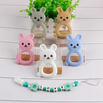 Kovict BPA Free 5/10pcs rabbit Silicone Baby Teether rodent Baby Teething Toys Chewable Animal Shape Baby Products Nursing Gift 1