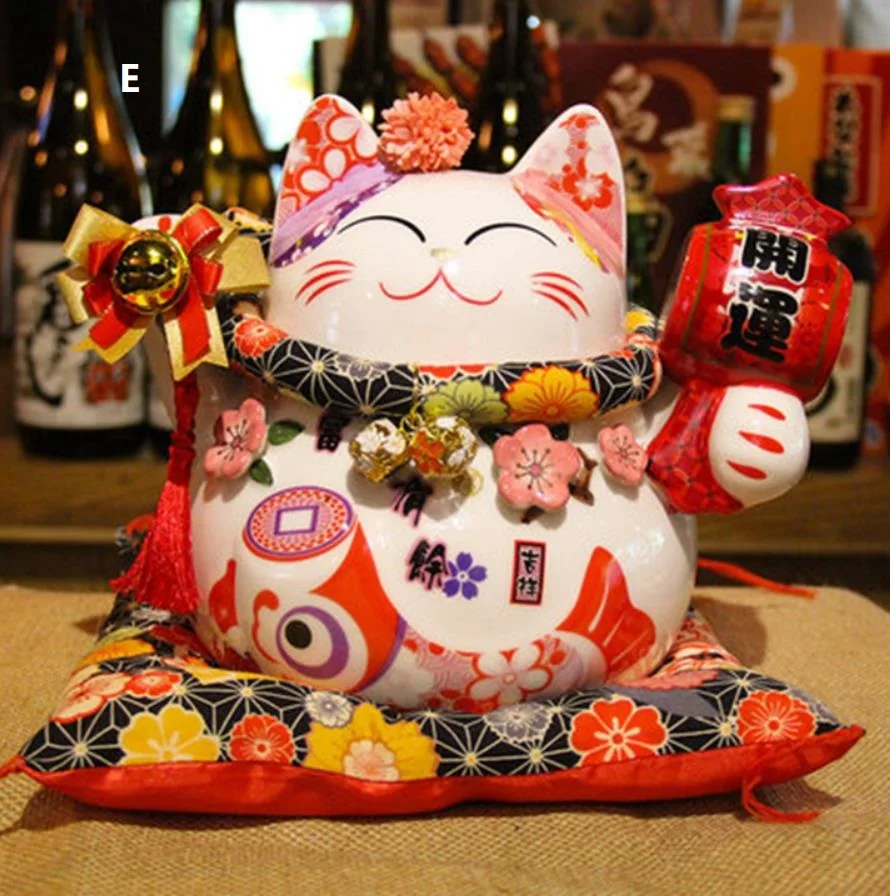 Chat porte-bonheur en céramique, chat Maneki Neko, décoration