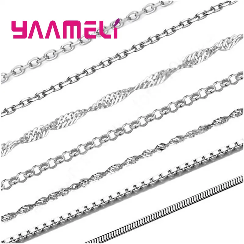 Whoesale-10Pcs-16-30-10-Style-Genuine-925-Sterling-Silver-Jewelry-Snake-ROLO-Figaro-Necklace-Chains
